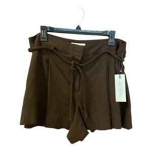 Rachel Zoe Shorts, Size L, Chocolate Brown, Pleated, High-Waisted, Rope Belt.